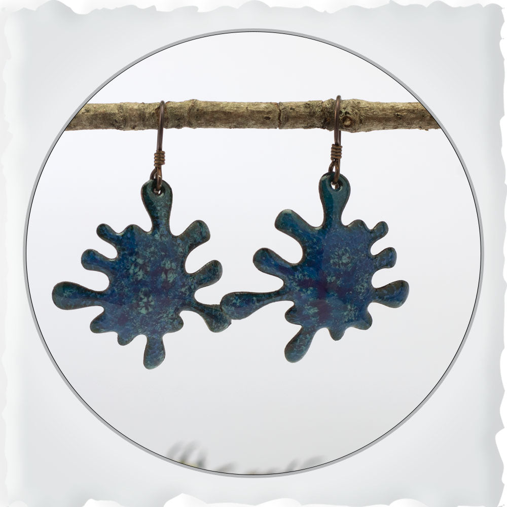 Blue Splash Enamel Earrings