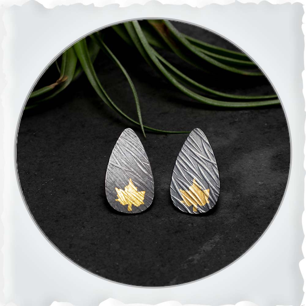 Maple Leaf Post Keum Boo Earrings