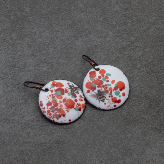 Round Bees In The Garden Earrings