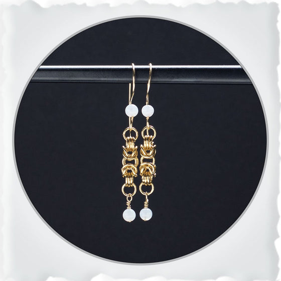 Gold & Blue Lace Agate Earrings