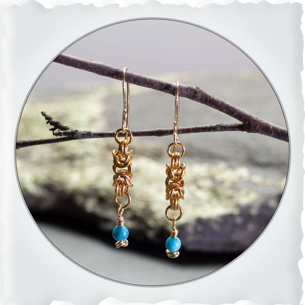 Gold & Larimar Agate Earrings