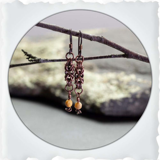 Copper & Crazy Lace Agate Earrings