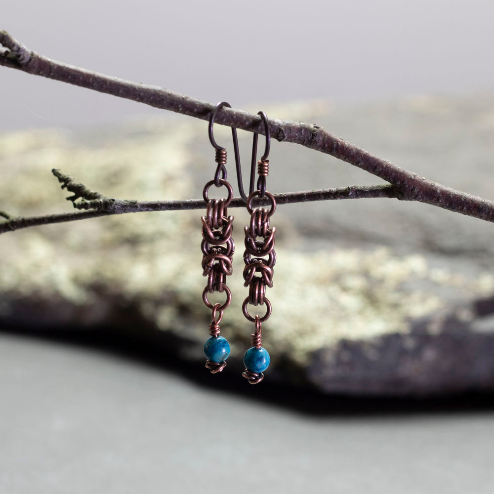 Copper & Larimar Agate Earrings