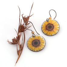  Sunflower Earrings with Crazy Lace Agate