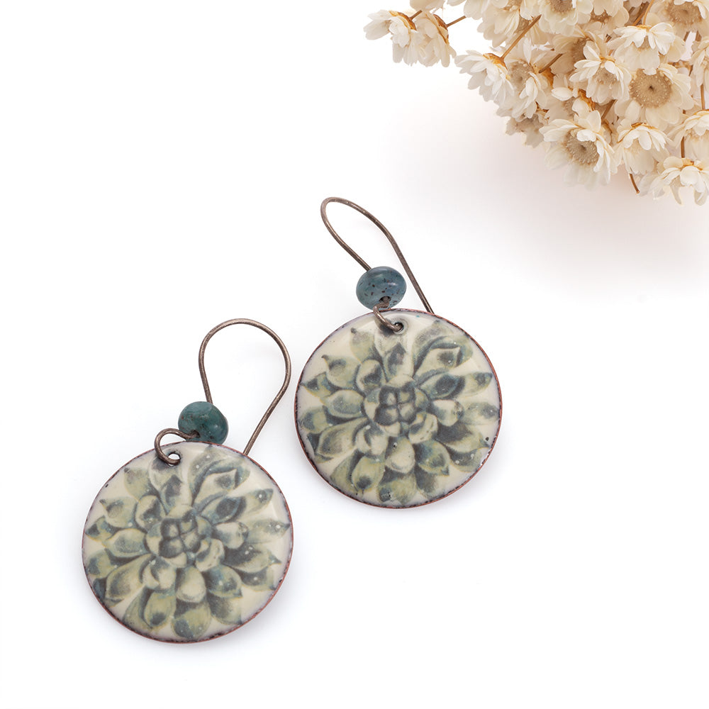 Teal Succulent Earrings