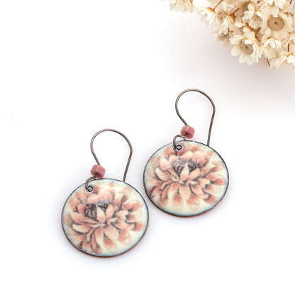 Pink Floral Enamel Earrings