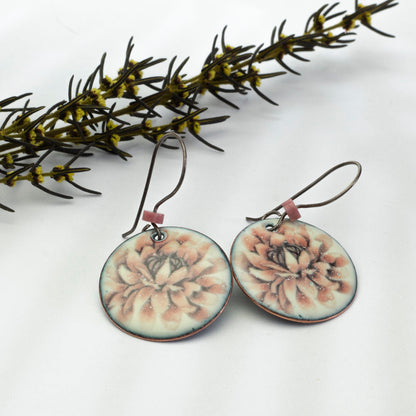 Pink Floral Enamel Earrings