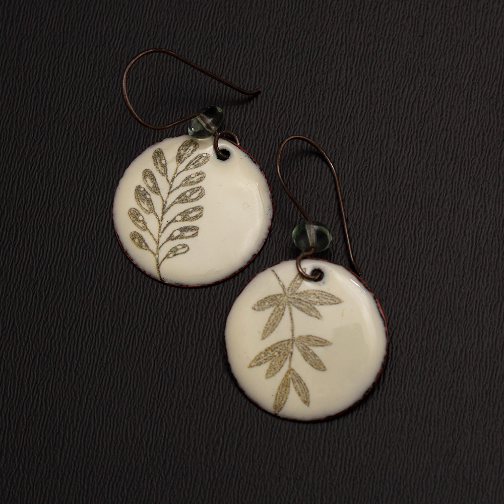 Frond Enamel Earrings