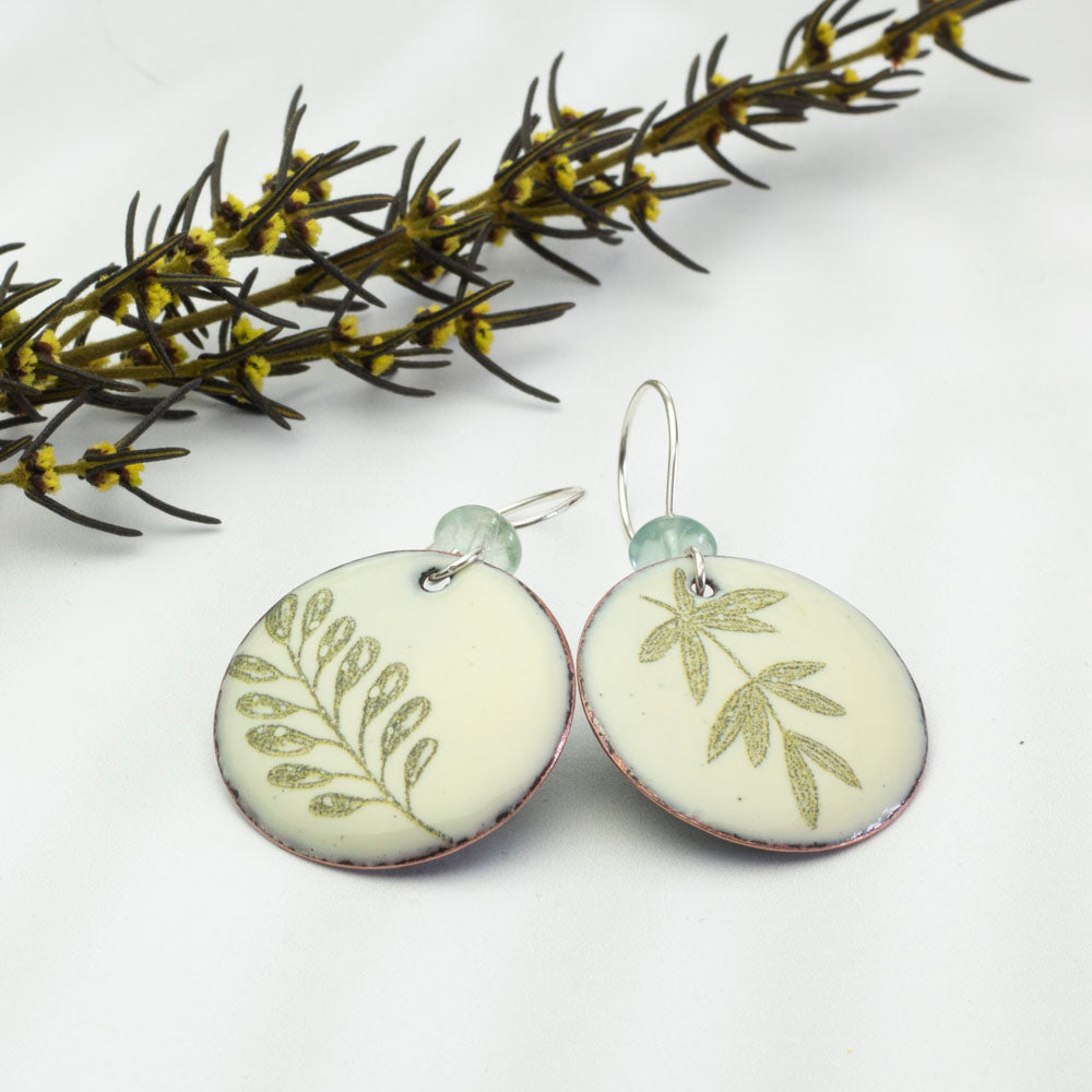 Frond Enamel Earrings