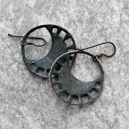 Back of Boho Blue & Pink Enamel Earrings