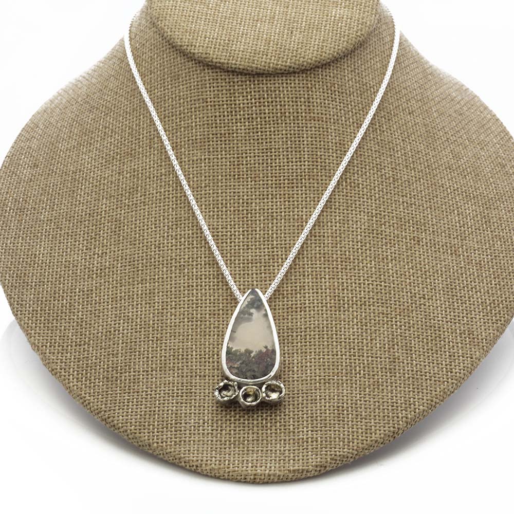 Dendritic Agate Sterling Silver Necklace – Woodland Window