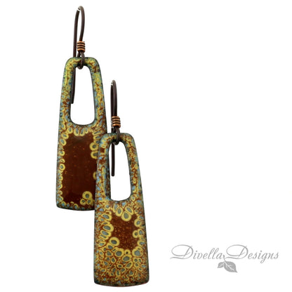 Rectangular Earrings Blue and Earth-tones