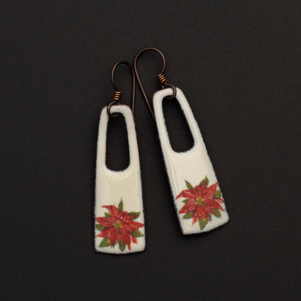 Poinsettia Enamel Earrings