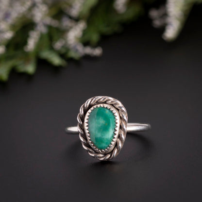 Sterling silver ring with King’s Mine turquoise gemstone in size 9