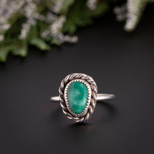 Sterling silver ring with King’s Mine turquoise gemstone in size 9