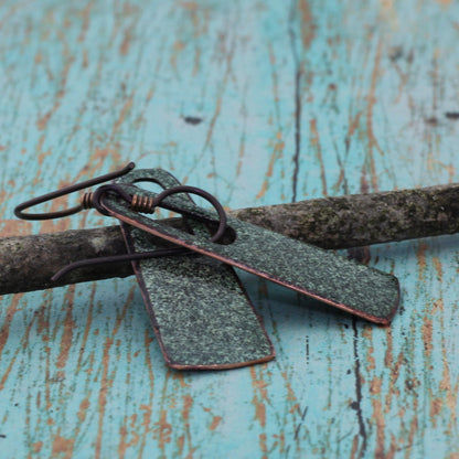 backs of Rectangular Boho Earrings on niobium ear wires