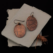  Palm Frond Textured Copper Earrings