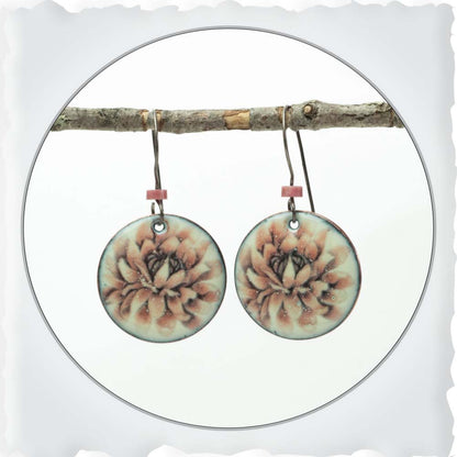 Pink Floral Enamel Earrings