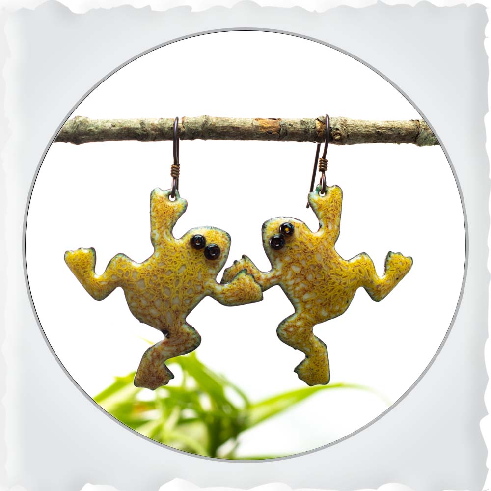 Yellow & Orange Frog Earrings