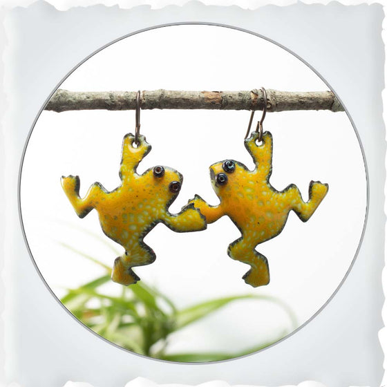 Yellow & Orange Frog Earrings