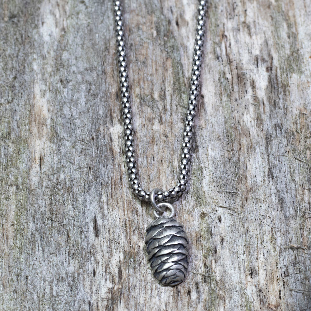 Silver Pine Cone Necklace