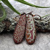 Copper, Red & Lime Lichen Teardrop Enamel Earrings